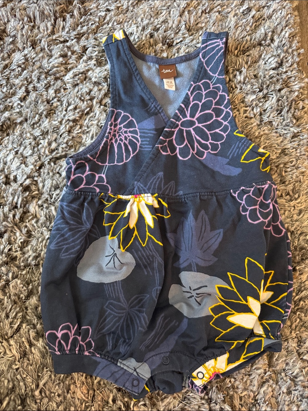 Tea Navy Floral Baby Romper